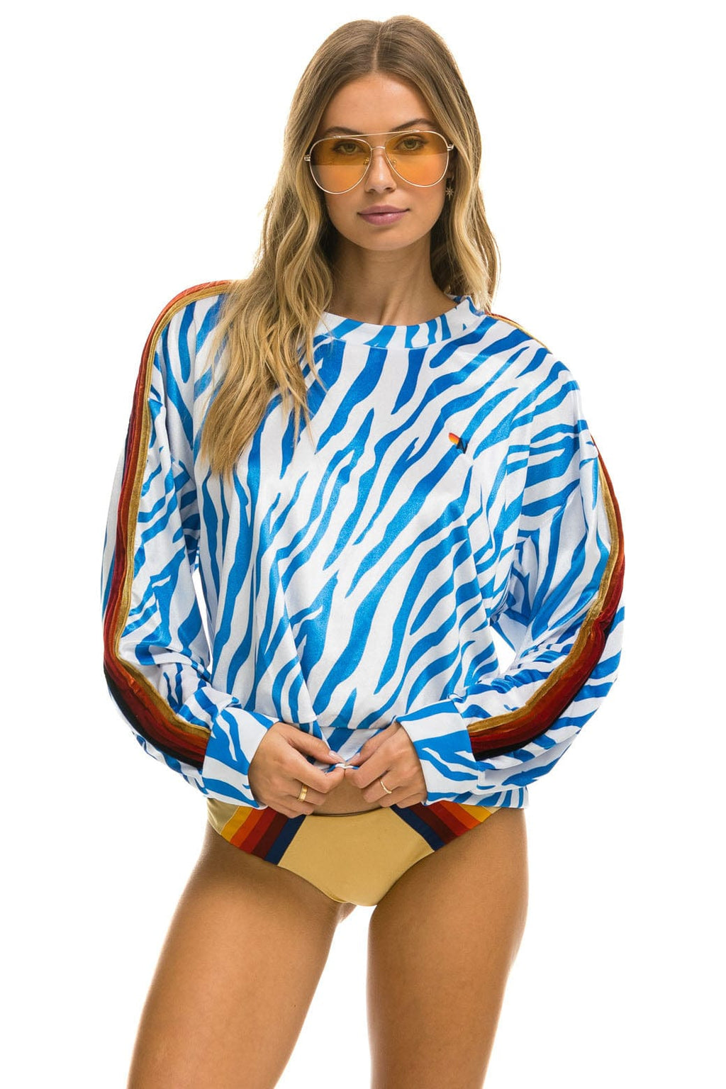 Retro CLASSIC VELVET RELAXED SWEATSHIRT - BLUE TIGER