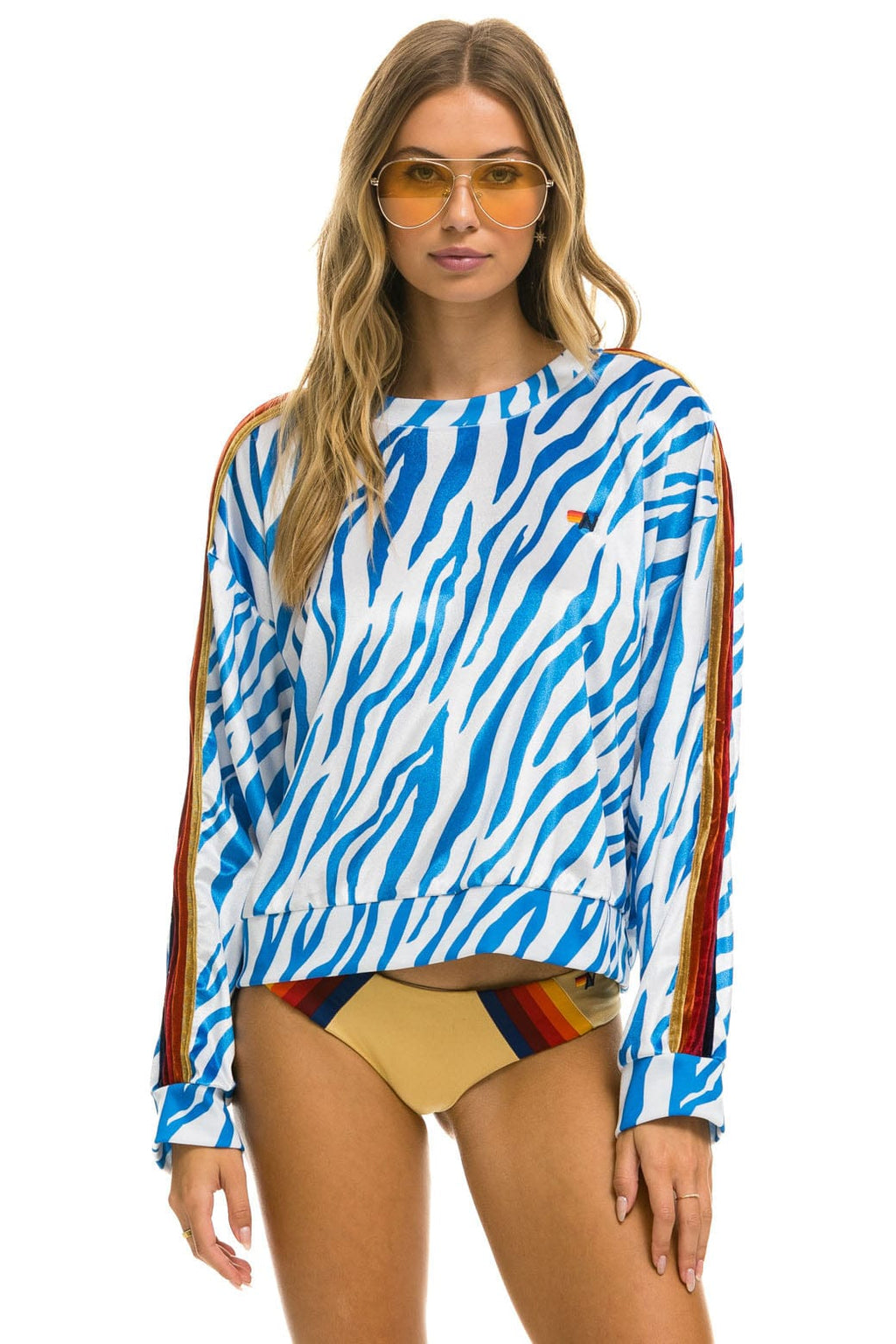 Retro CLASSIC VELVET RELAXED SWEATSHIRT - BLUE TIGER