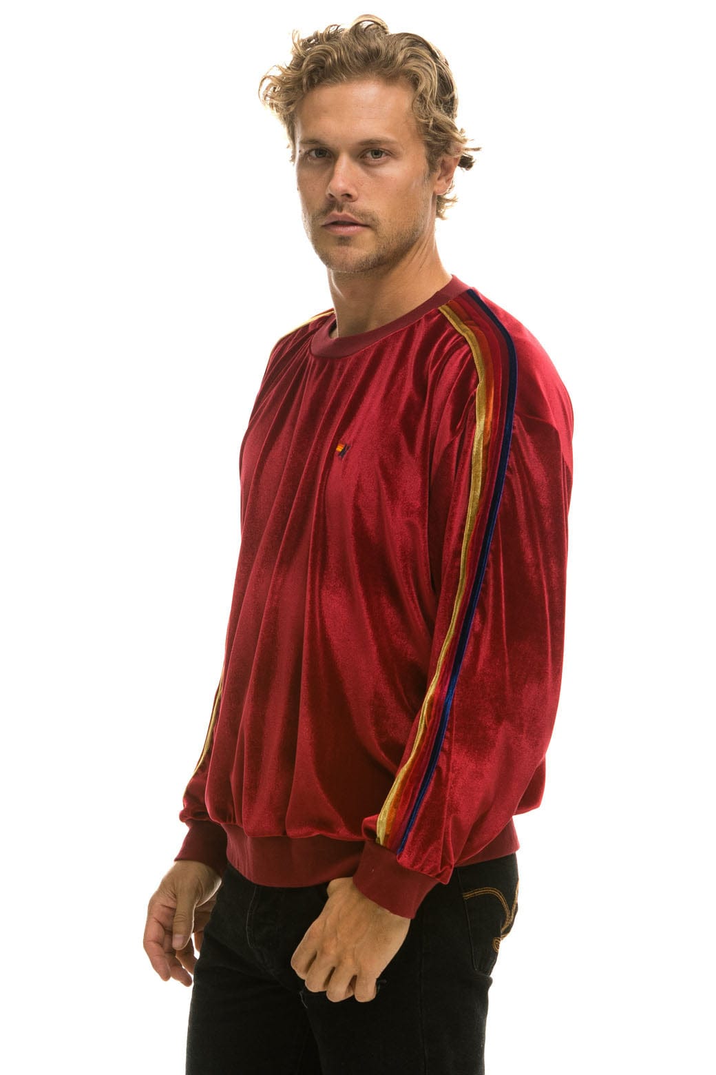 Retro CLASSIC VELVET RELAXED SWEATSHIRT - RED