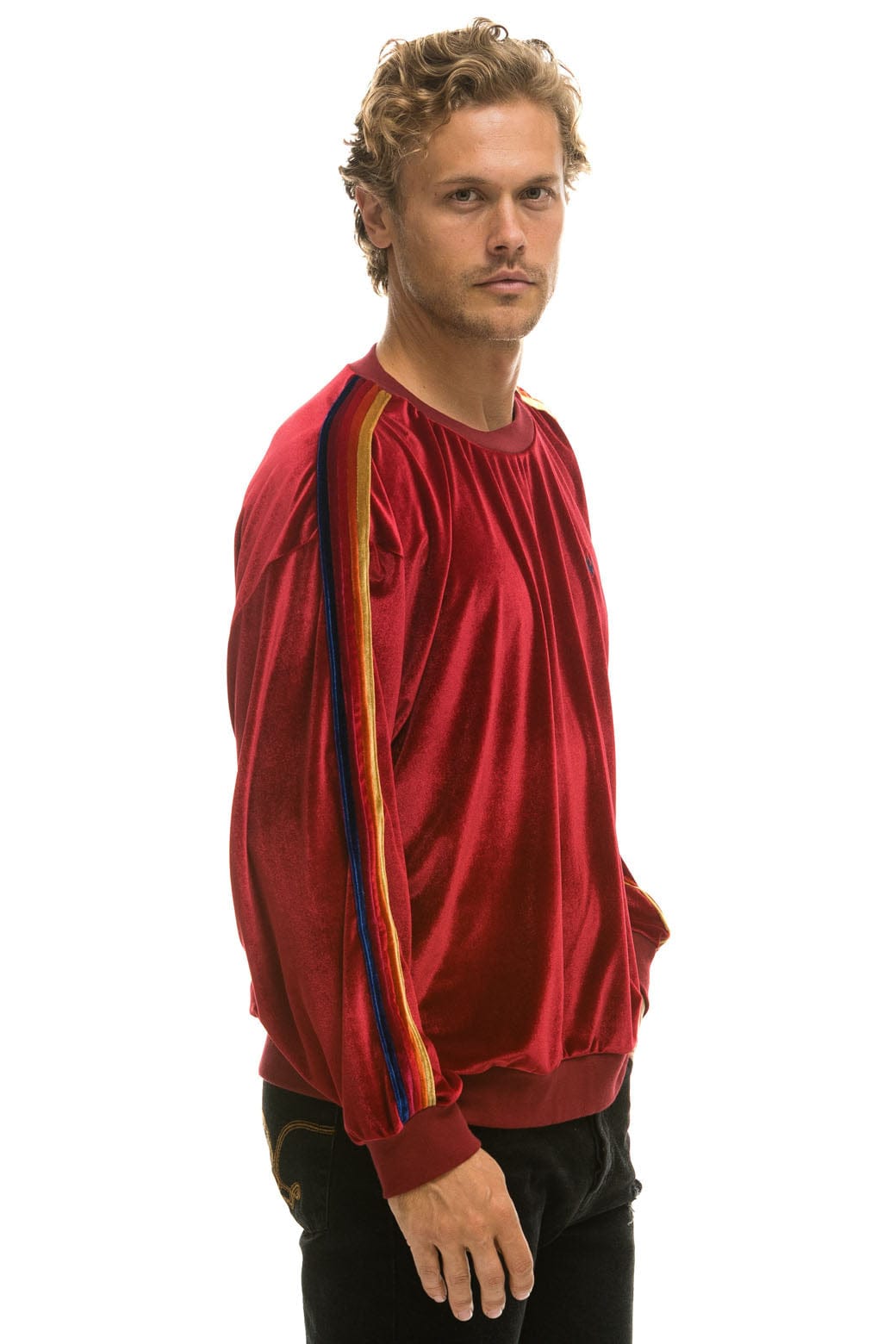 Retro CLASSIC VELVET RELAXED SWEATSHIRT - RED
