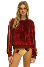 Retro CLASSIC VELVET RELAXED SWEATSHIRT - RED