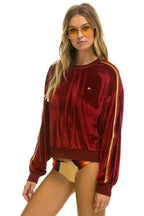 Retro CLASSIC VELVET RELAXED SWEATSHIRT - RED