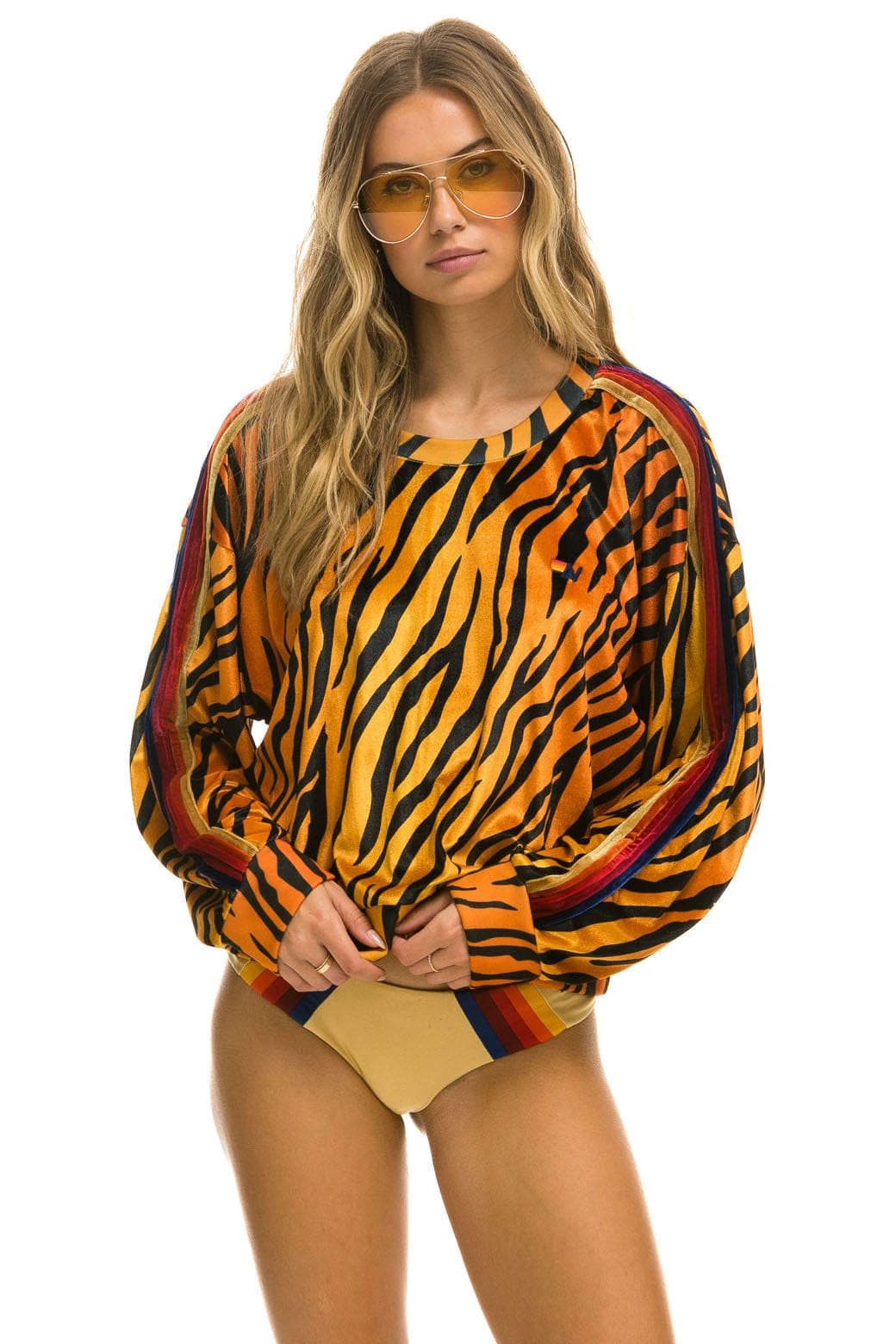 Retro CLASSIC VELVET RELAXED SWEATSHIRT - TIGER