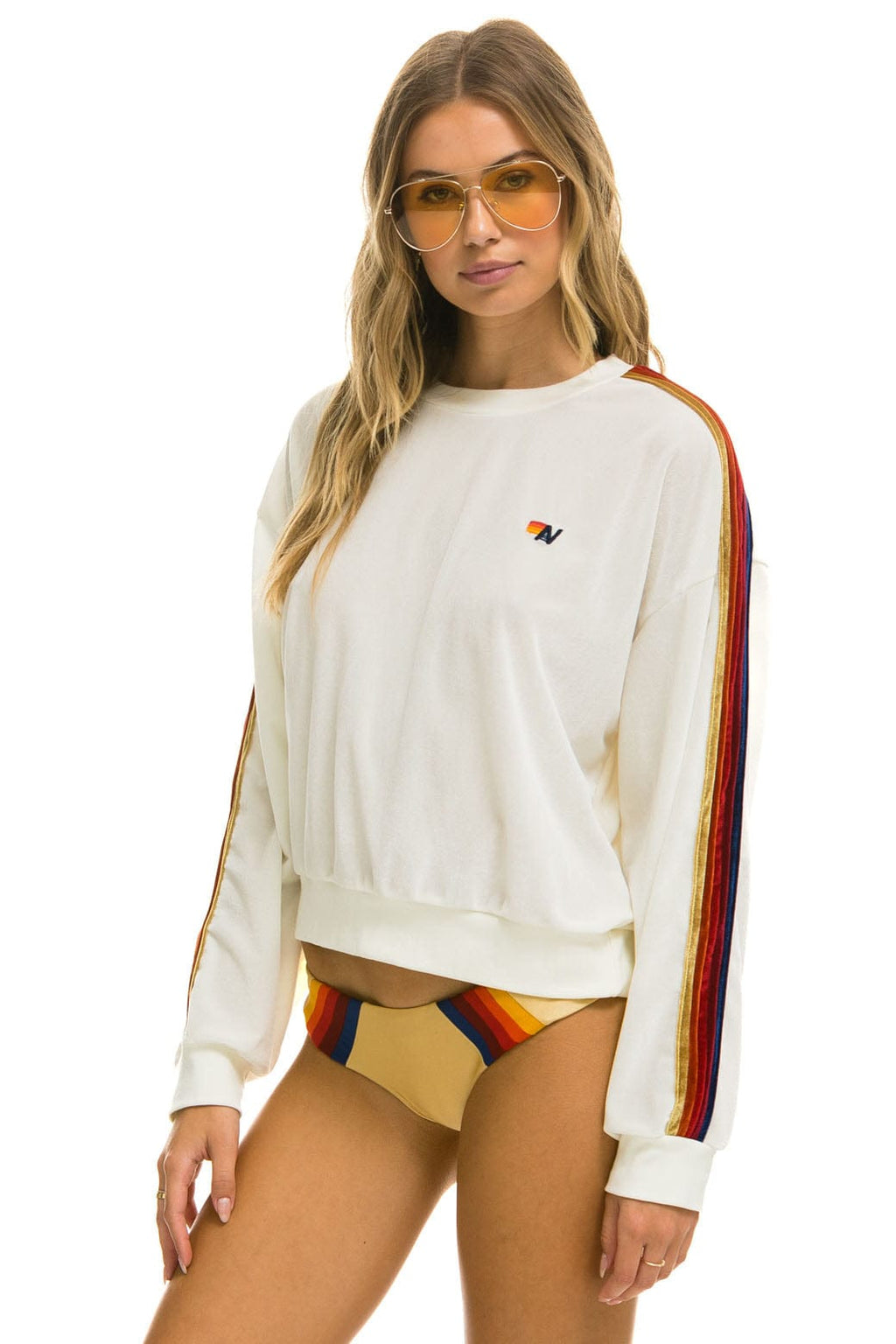 Retro CLASSIC VELVET RELAXED SWEATSHIRT - WHITE