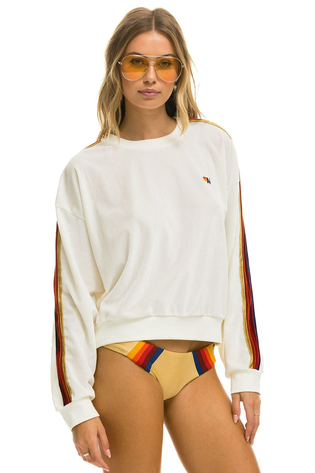Retro CLASSIC VELVET RELAXED SWEATSHIRT - WHITE