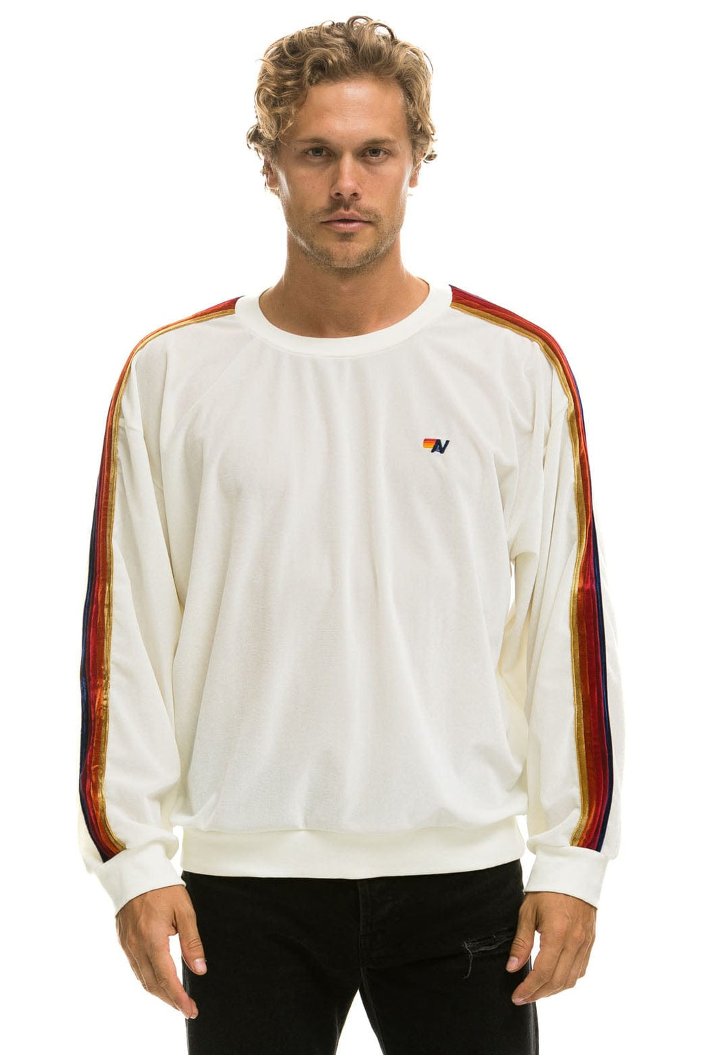 Retro CLASSIC VELVET RELAXED SWEATSHIRT - WHITE