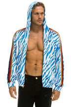 Retro CLASSIC VELVET RELAXED ZIP HOODIE - BLUE TIGER
