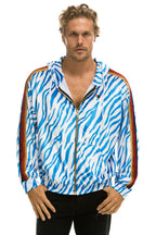 Retro CLASSIC VELVET RELAXED ZIP HOODIE - BLUE TIGER