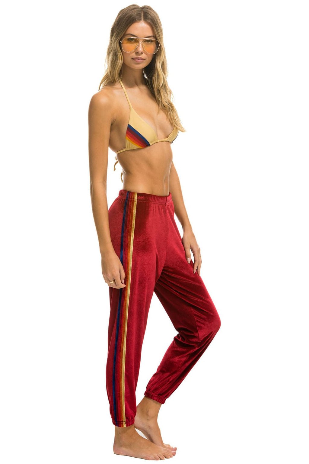 Retro CLASSIC VELVET SWEATPANTS - RED