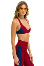 Retro COLOR BLOCK BRALETTE SPORTS BRA - BLAZE