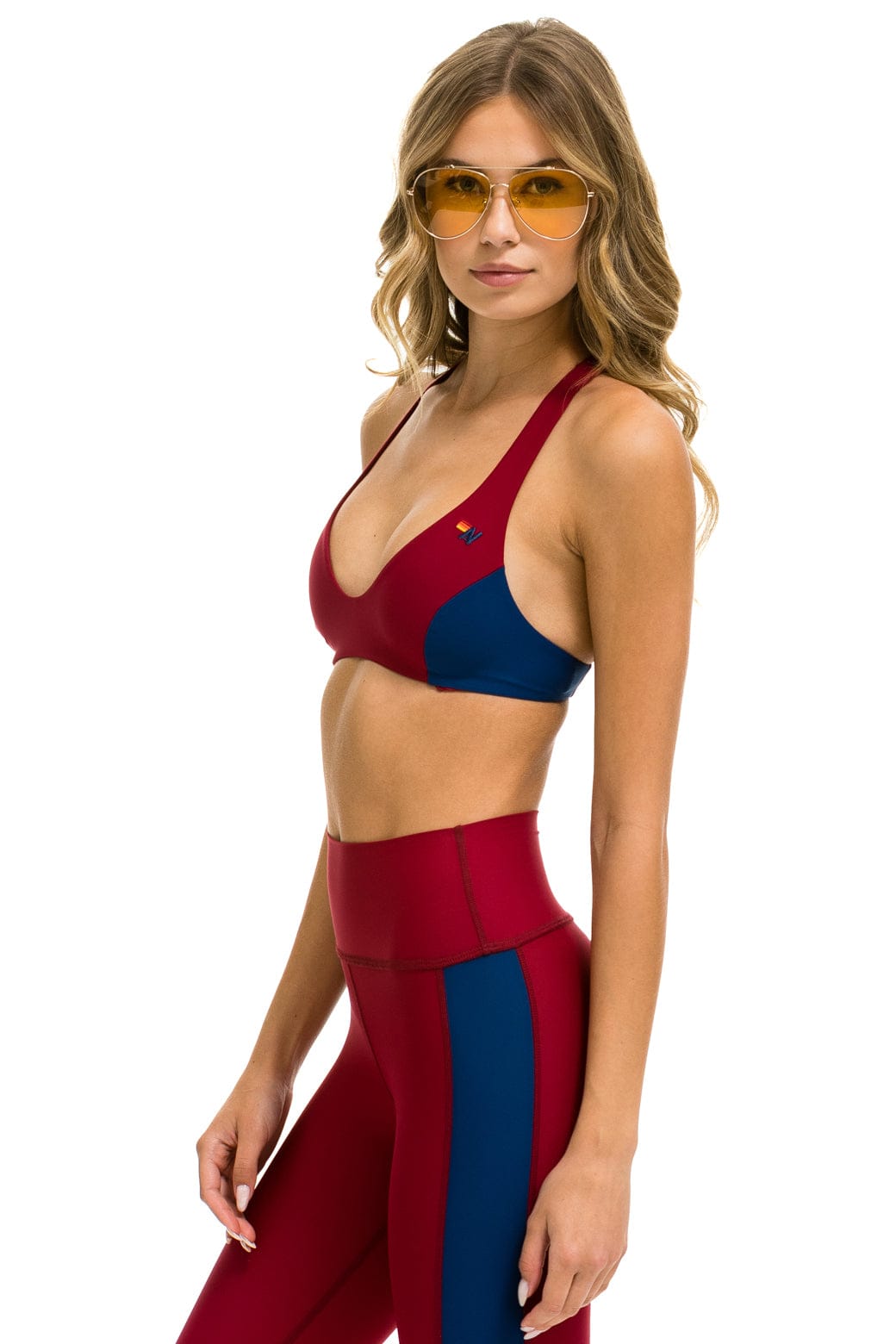 Retro COLOR BLOCK BRALETTE SPORTS BRA - BLAZE