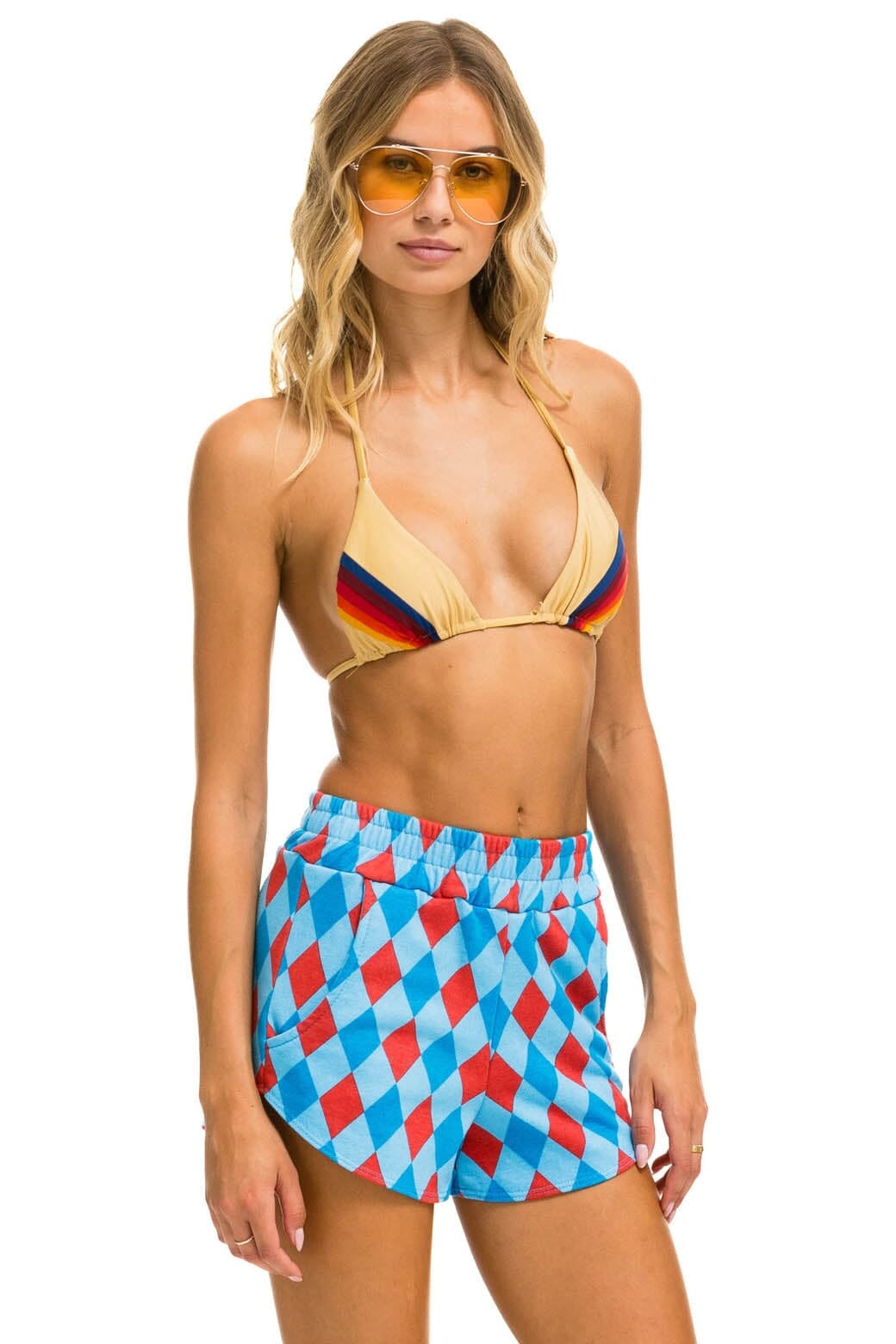 Retro DIAMOND REPEAT LOUNGER SHORTS - SKY