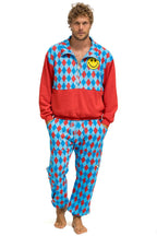 Retro DIAMOND REPEAT SMILEY 2 EMBROIDERY SWEATPANTS - SKY