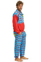 Retro DIAMOND REPEAT SMILEY 2 EMBROIDERY SWEATPANTS - SKY