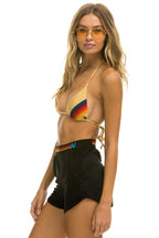 Retro LOGO STRIPE WOMENS LOUNGER SHORTS - BLACK