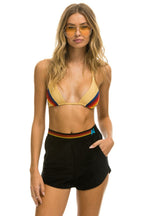 Retro LOGO STRIPE WOMENS LOUNGER SHORTS - BLACK