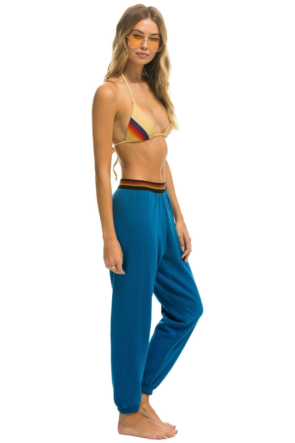 Retro LOGO STRIPE SWEATPANTS - CARIBBEAN