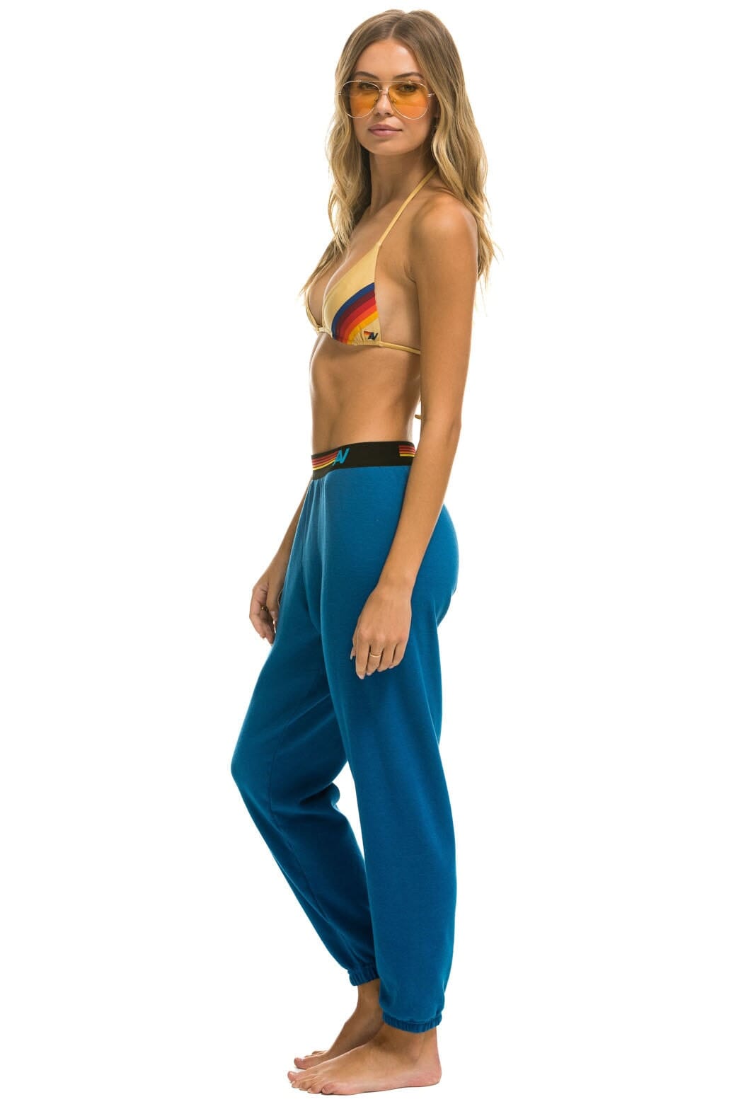 Retro LOGO STRIPE SWEATPANTS - CARIBBEAN