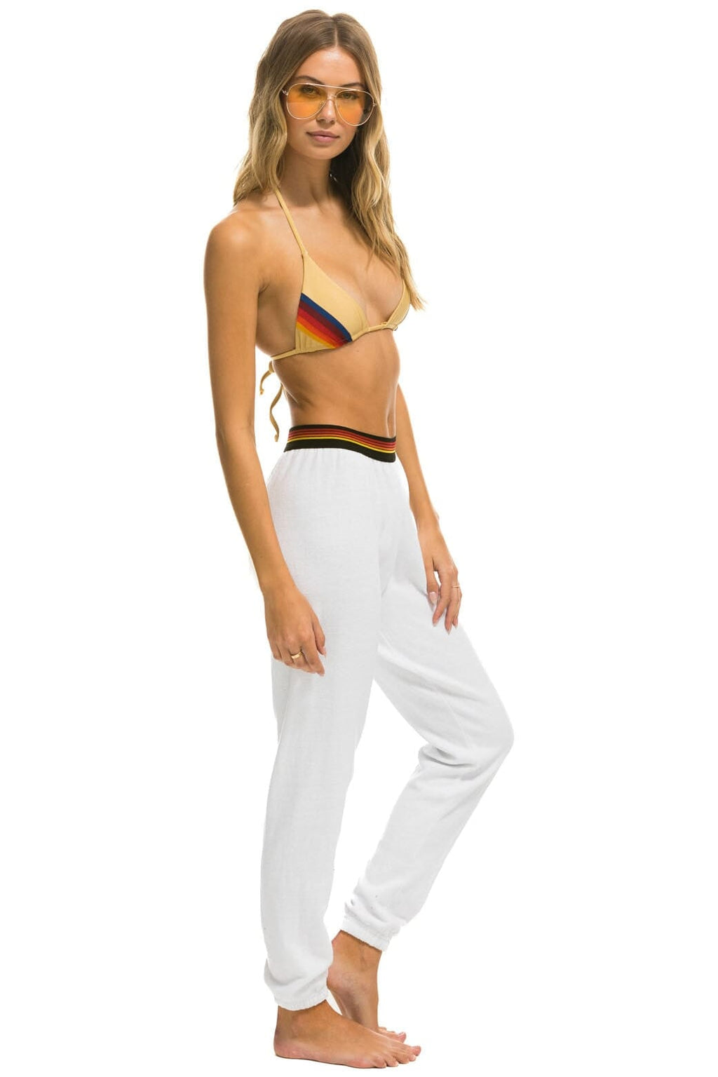 Retro LOGO STRIPE SWEATPANTS - WHITE