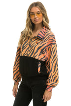 Retro FLEECE UNISEX HALF ZIP COLOR BLOCK JACKET - TIGER
