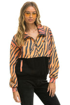 Retro FLEECE UNISEX HALF ZIP COLOR BLOCK JACKET - TIGER