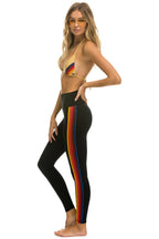 Retro FULL LENGTH HI-RISE 5 STRIPE LEGGINGS - BLACK
