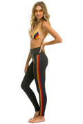 Retro FULL LENGTH HI-RISE 5 STRIPE LEGGINGS - CHARCOAL
