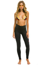 Retro FULL LENGTH HI-RISE BOLT LEGGINGS - CHARCOAL NEON PINK