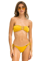 Retro GATHERED BANDEAU BIKINI TOP - REGGAE