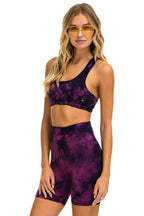 Retro HAND DYED 6 INCH HI-RISE BIKER SHORT - TIE DYE CRYSTAL ROSE