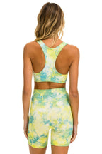 Retro HAND DYED 6 INCH HI-RISE BIKER SHORT - TIE DYE NEON YELLOW