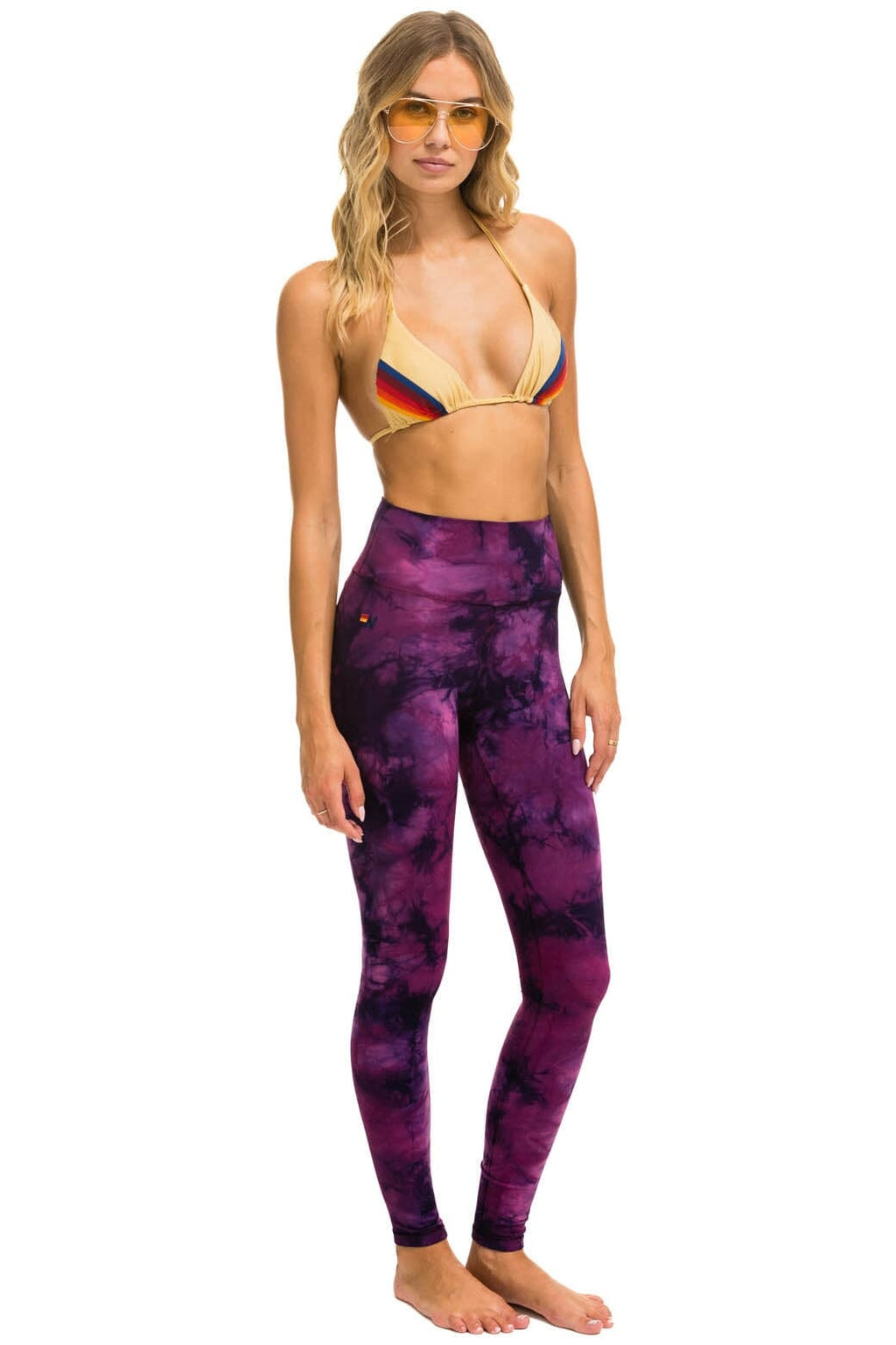 Retro HAND DYED FULL LENGTH HI-RISE LEGGINGS - TIE DYE CRYSTAL ROSE