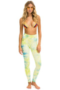 Retro HAND DYED FULL LENGTH HI-RISE LEGGINGS - TIE DYE NEON YELLOW
