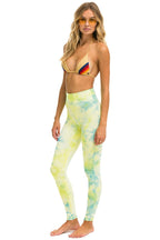 Retro HAND DYED FULL LENGTH HI-RISE LEGGINGS - TIE DYE NEON YELLOW