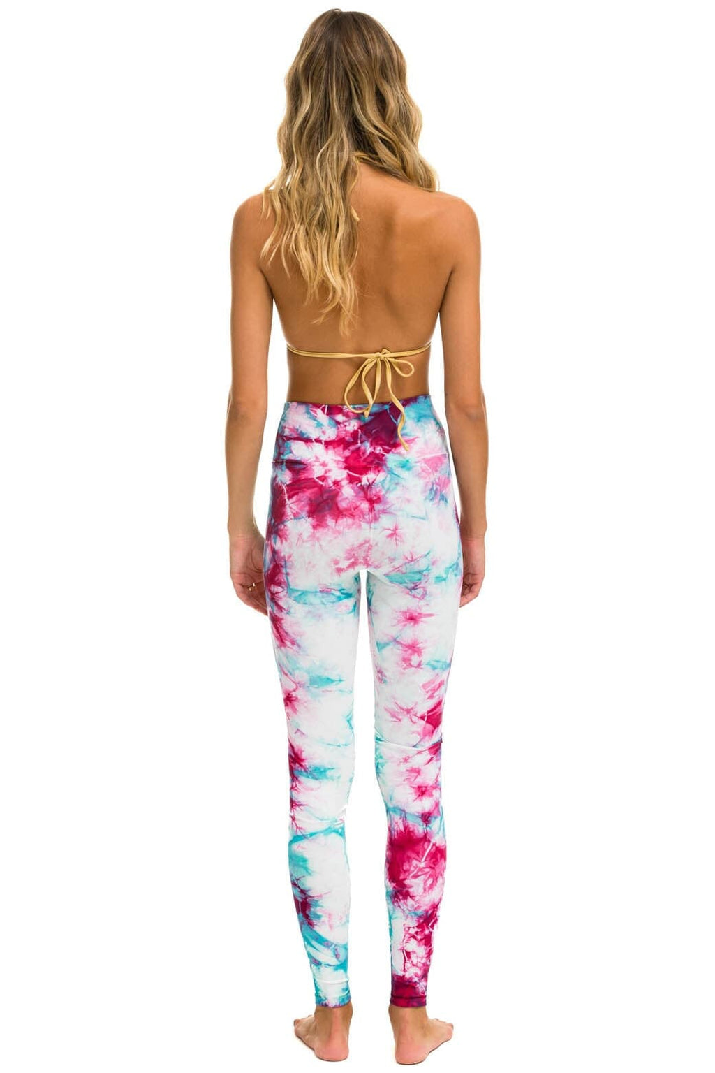 Retro HAND DYED FULL LENGTH HI-RISE LEGGINGS - TIE DYE TURQUOISE