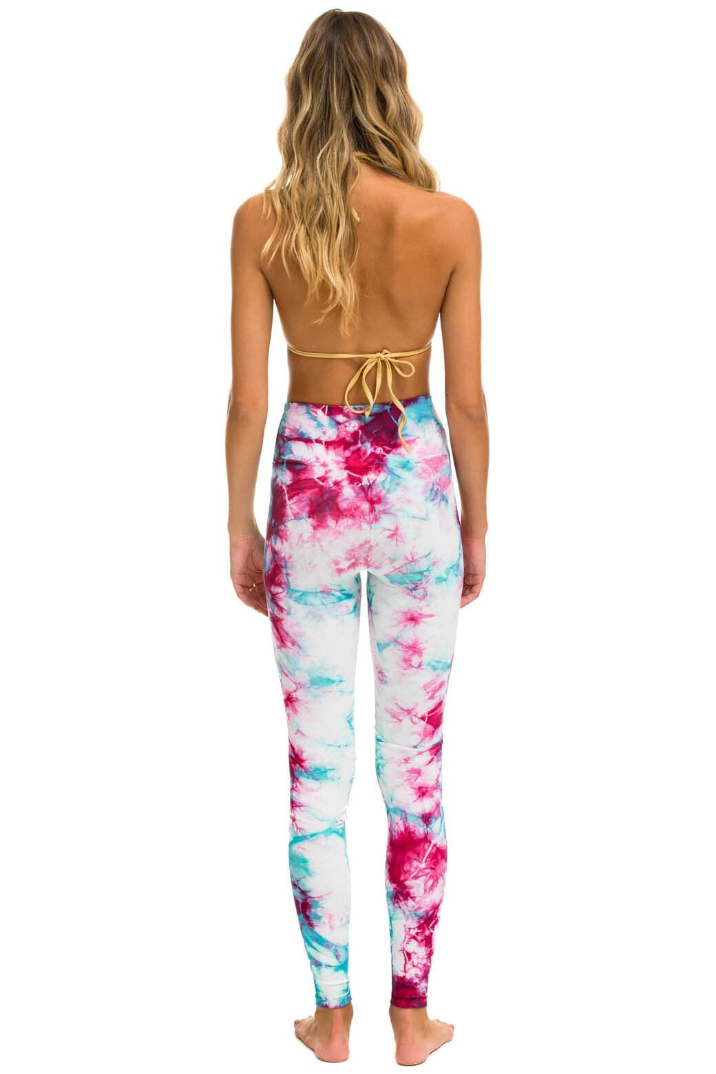 Retro HAND DYED FULL LENGTH HI-RISE LEGGINGS - TIE DYE TURQUOISE