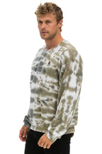 Retro HAND DYED RELAXED CREW SWEATSHIRT - TIE DYE GREY OLIVE