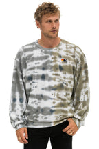 Retro HAND DYED RELAXED CREW SWEATSHIRT - TIE DYE GREY OLIVE