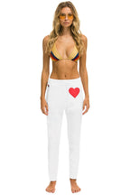 Retro HEART STITCH JOGGER SWEATPANTS - WHITE