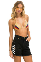 Retro HI RISE SKATER CUTOFF SIDE WHITE CHECK - VINTAGE BLACK