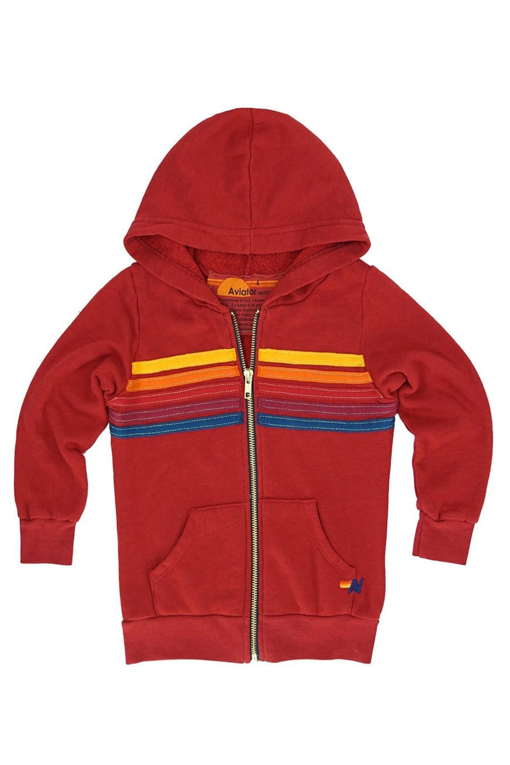 Retro KIDS 5 STRIPE HOODIE - RED