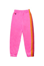 Retro KIDS 5 STRIPE SWEATPANTS - NEON PINK