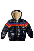 Retro KIDS 5 STRIPE TREKKER JACKET - GLOSSY BLACK