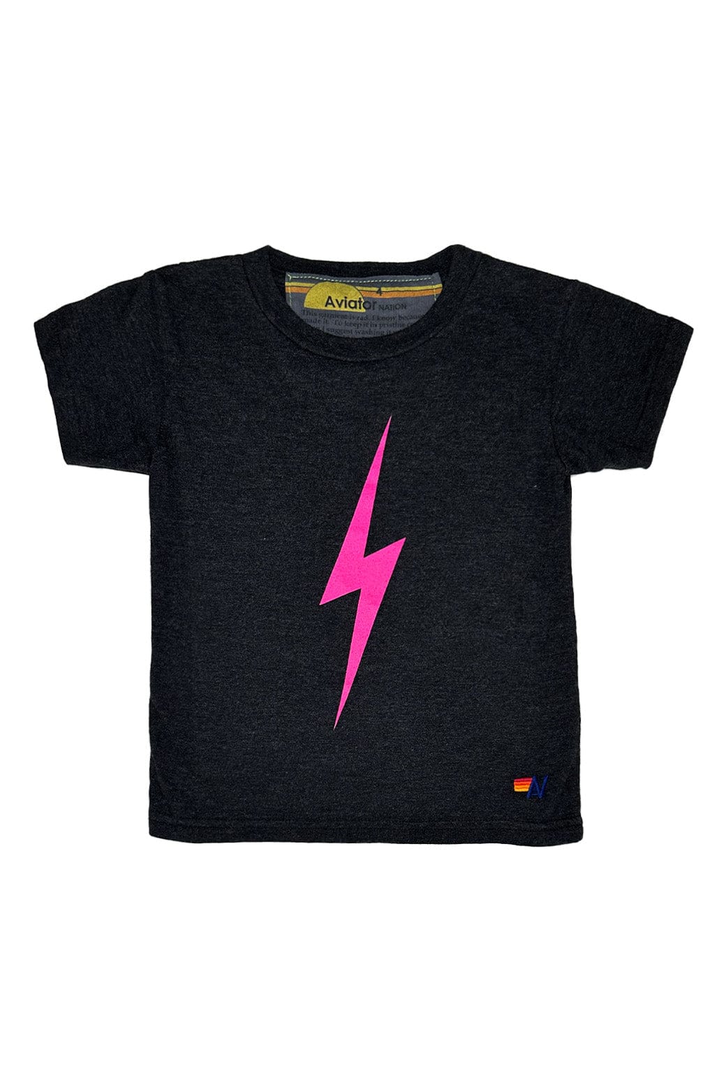Retro KIDS BOLT TEE - BLACK NEON PINK