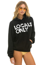 Retro LOCALS ONLY RELAXED PULLOVER HOODIE - BLACK