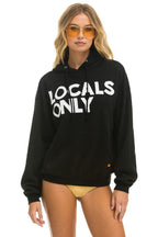Retro LOCALS ONLY RELAXED PULLOVER HOODIE - BLACK