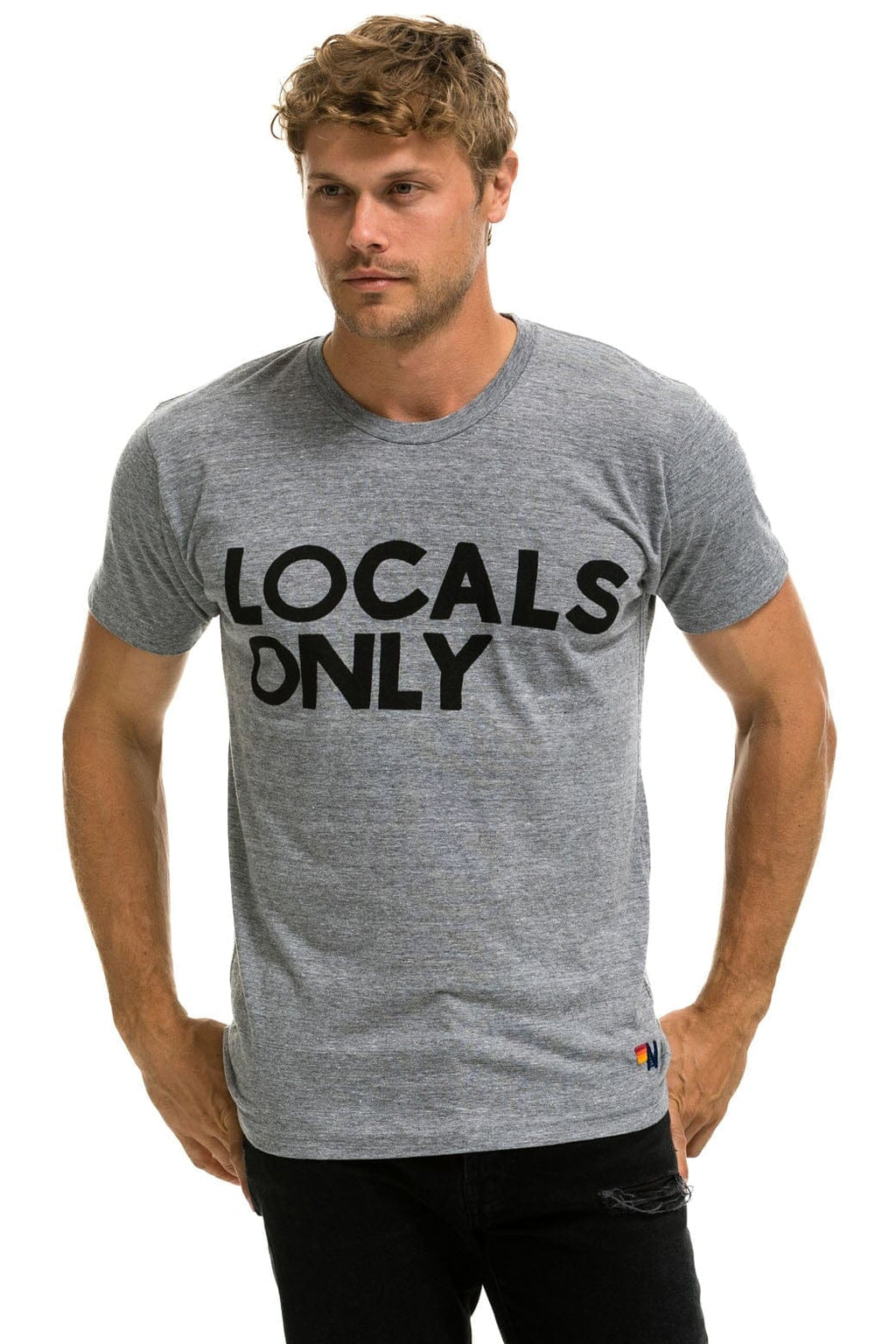 Retro LOCALS ONLY TEE - HEATHER GREY