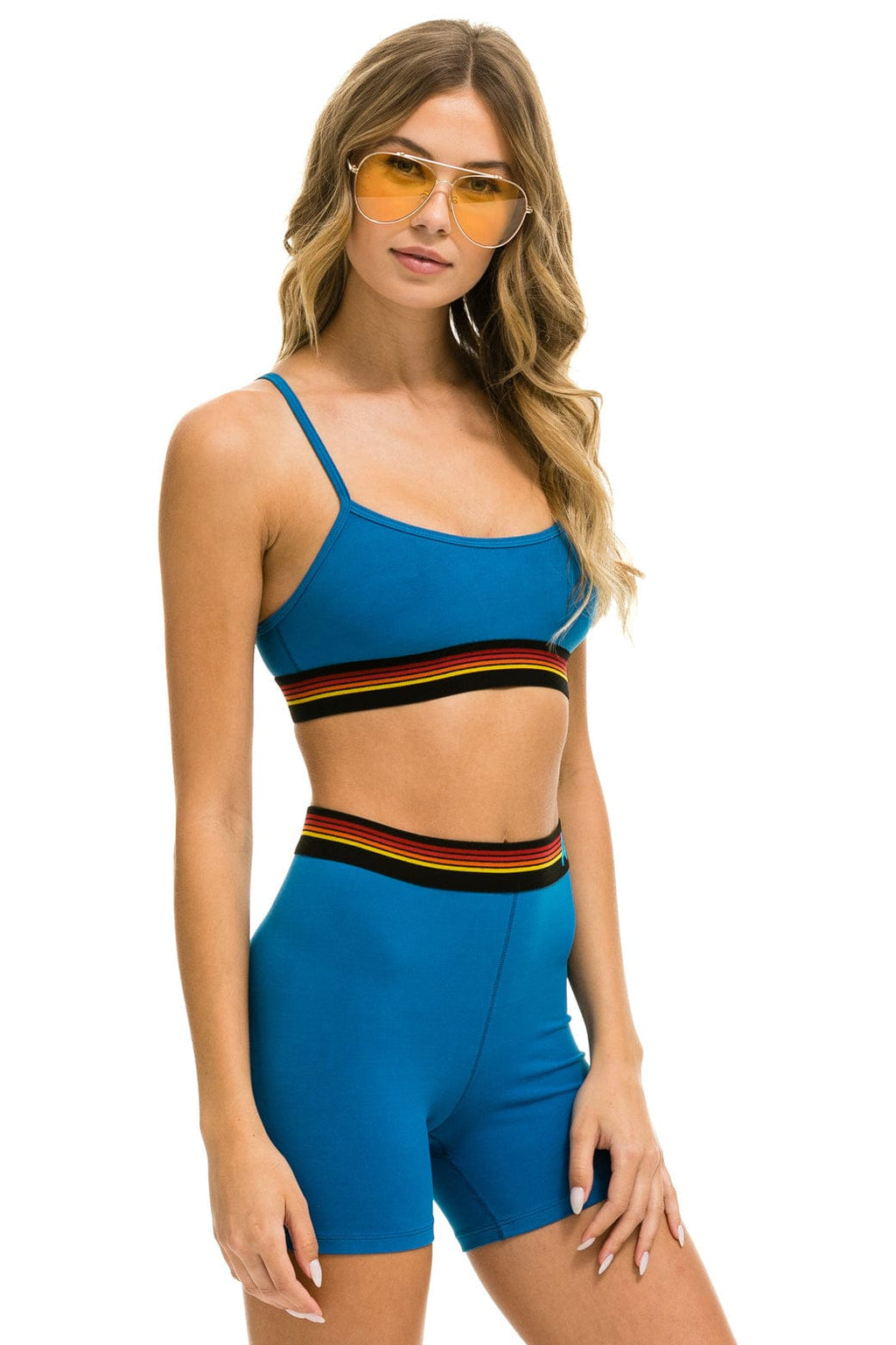 Retro LOGO 4 INCH HI-RISE BIKER SHORT - CARIBBEAN