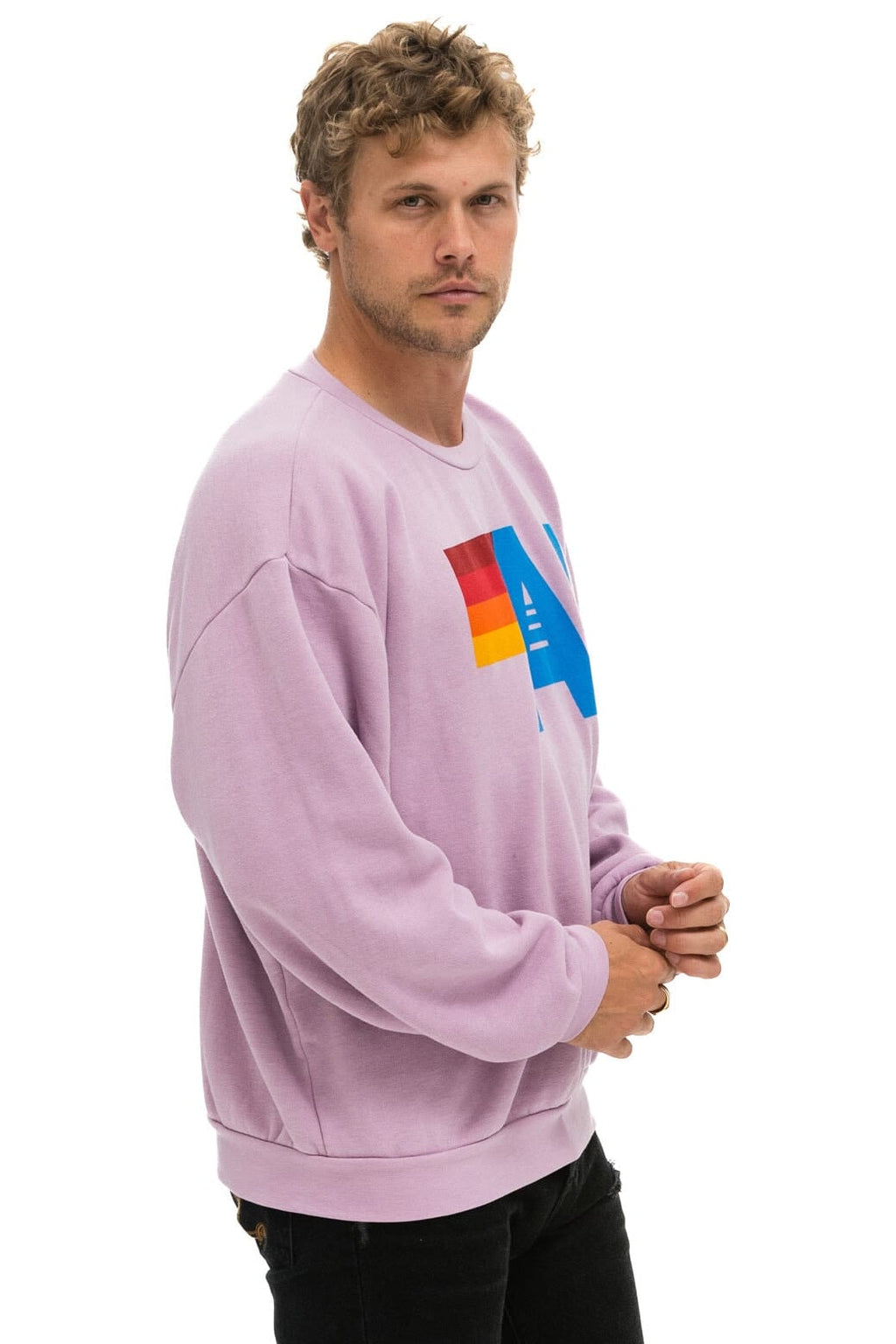 Retro LOGO RELAXED CREW SWEATSHIRT - MAUVE