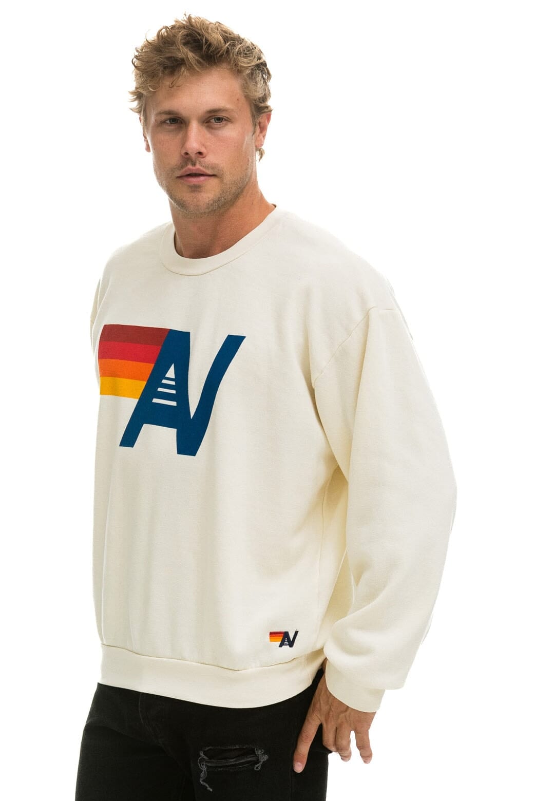 Retro LOGO RELAXED CREW SWEATSHIRT - VINTAGE WHITE